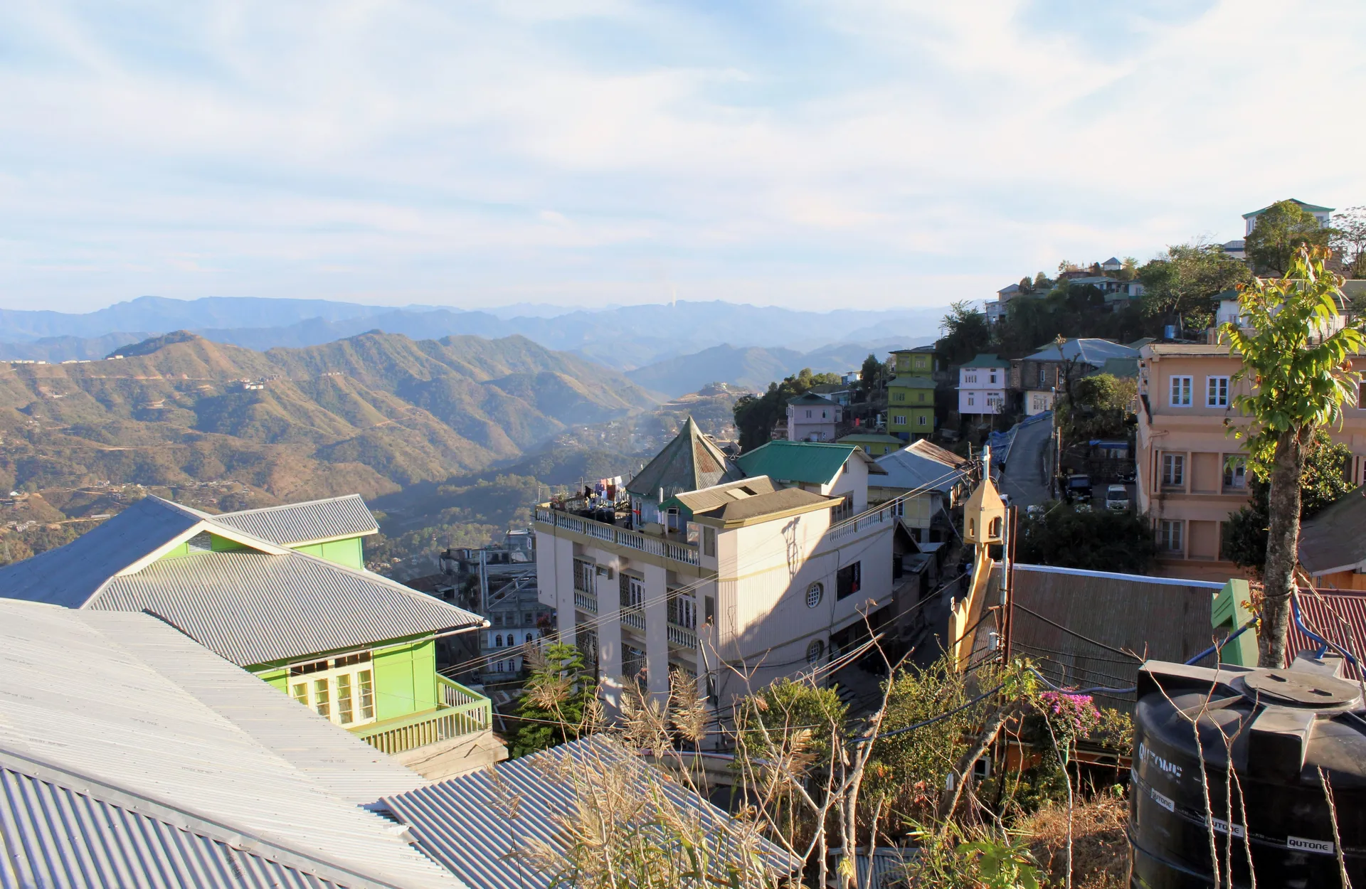 Aizawl city on hill ridges in Mizoram